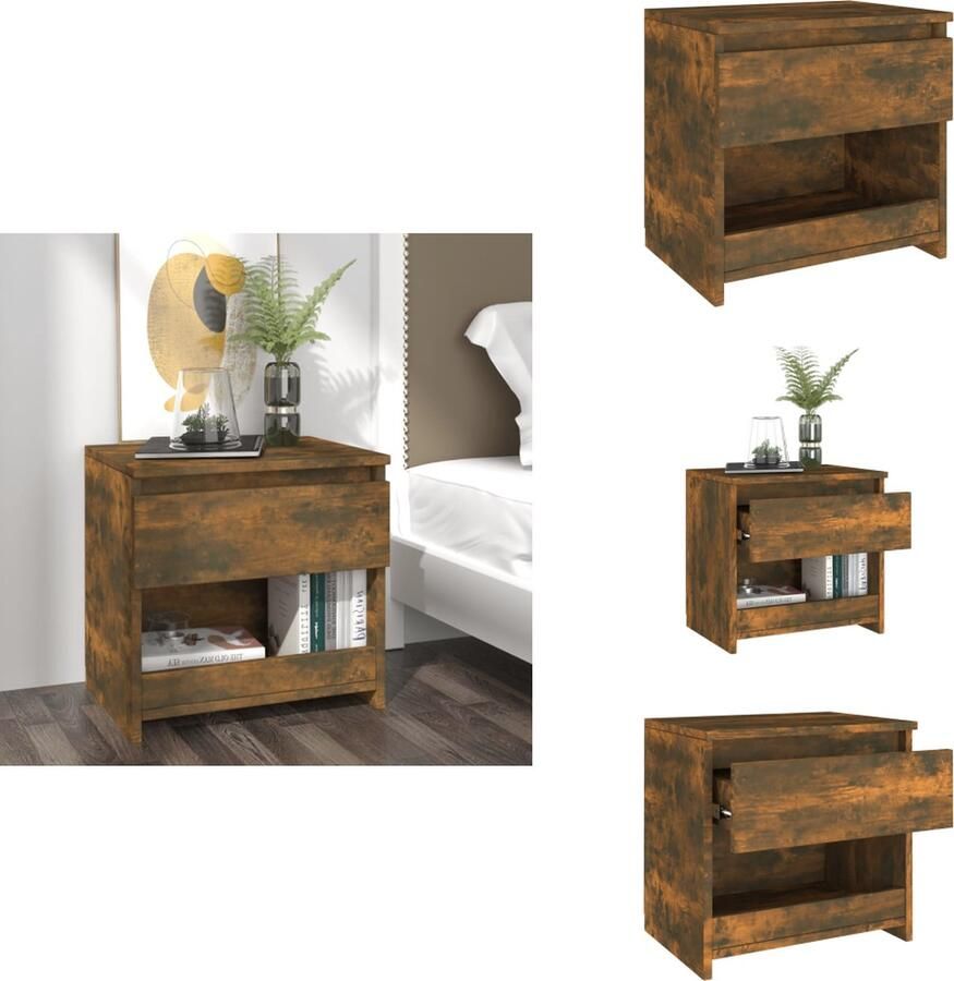 VidaXL Nachtkastje Nachtkastjes Houten Nachtkastje Houten Nachtkastjes Nachtkastje 40x30x39 cm bewerkt hout gerookt eikenkleurig