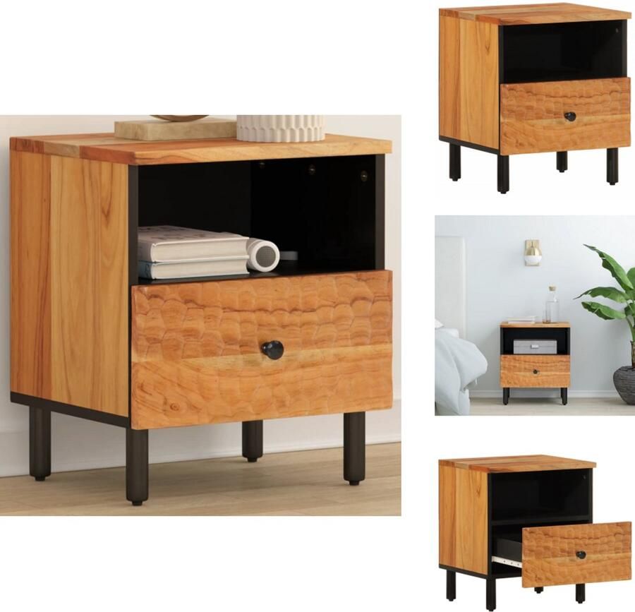 The Living Store Nachtkastje 40x33x46 cm massief acaciahout Nachtkastje Nachtkastjes Houten Nachtkastje Houten Nachtkastjes - Foto 3