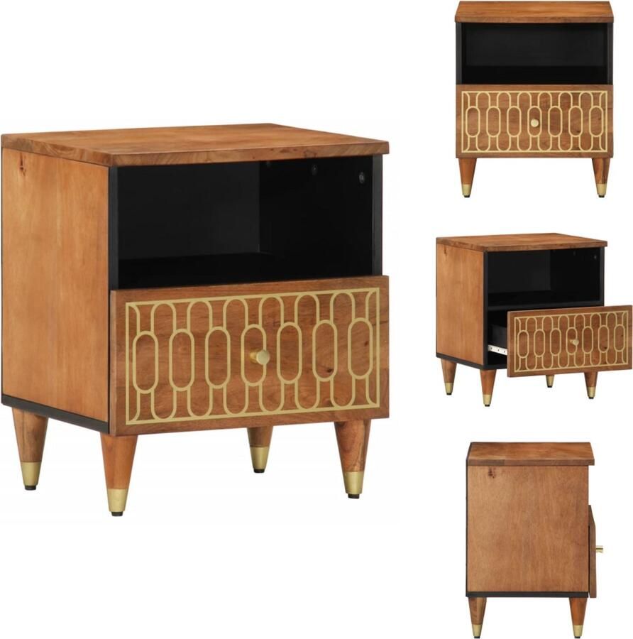 VidaXL Nachtkastje Nachtkastjes Houten Nachtkastje Houten Nachtkastjes Nachtkastje 40x33x46 cm massief mangohout