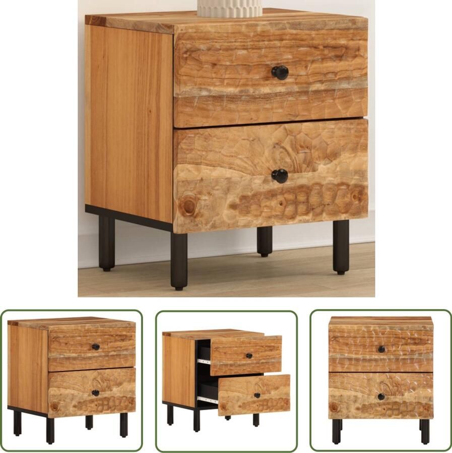 The Living Store Nachtkastje 40x33x46 cm massief acaciahout Nachtkastje Nachtkastjes Houten Nachtkastje Houten Nachtkastjes - Foto 2