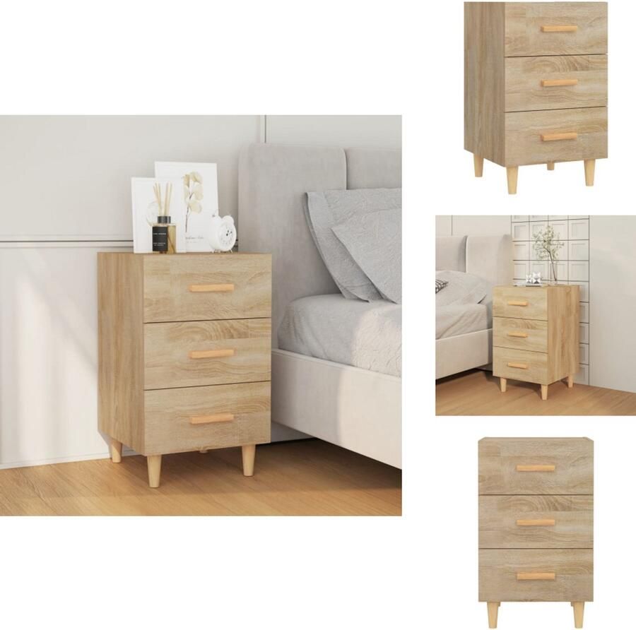 VidaXL Nachtkastje Nachtkastjes Houten Nachtkastje Houten Nachtkastjes Nachtkastje 40x40x66 cm bewerkt hout sonoma eikenkleurig