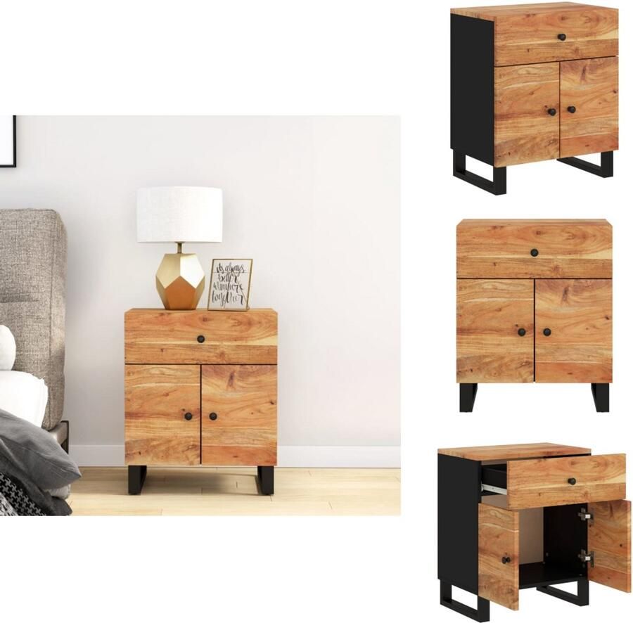 VidaXL Nachtkastje Nachtkastjes Houten Nachtkastje Houten Nachtkastjes Nachtkastje 50x33x60 cm massief acaciahout en bewerkt hout