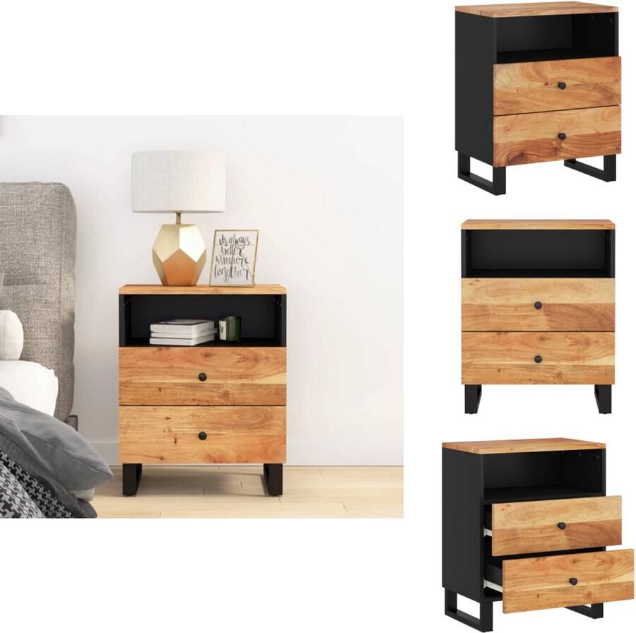 VidaXL Nachtkastje Nachtkastjes Houten Nachtkastje Houten Nachtkastjes Nachtkastje 50x33x62 cm massief acaciahout en bewerkt hout