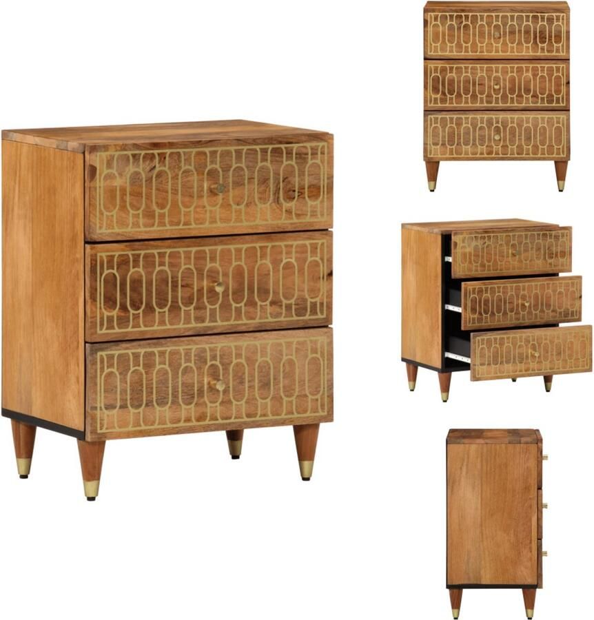 VidaXL Nachtkastje Nachtkastjes Houten Nachtkastje Houten Nachtkastjes Nachtkastje 50x33x62 cm massief mangohout