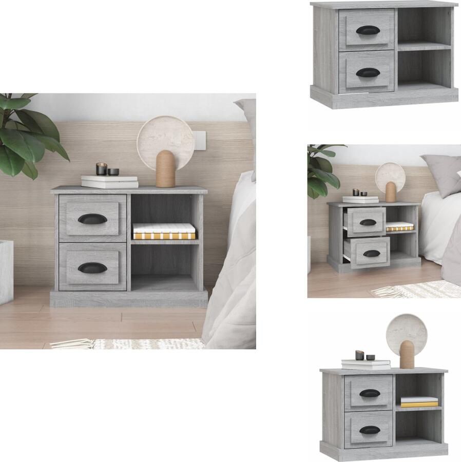 VidaXL Nachtkastje Nachtkastjes Houten Nachtkastje Houten Nachtkastjes Nachtkastje 60x35 5x45 cm grijs sonoma eikenkleurig