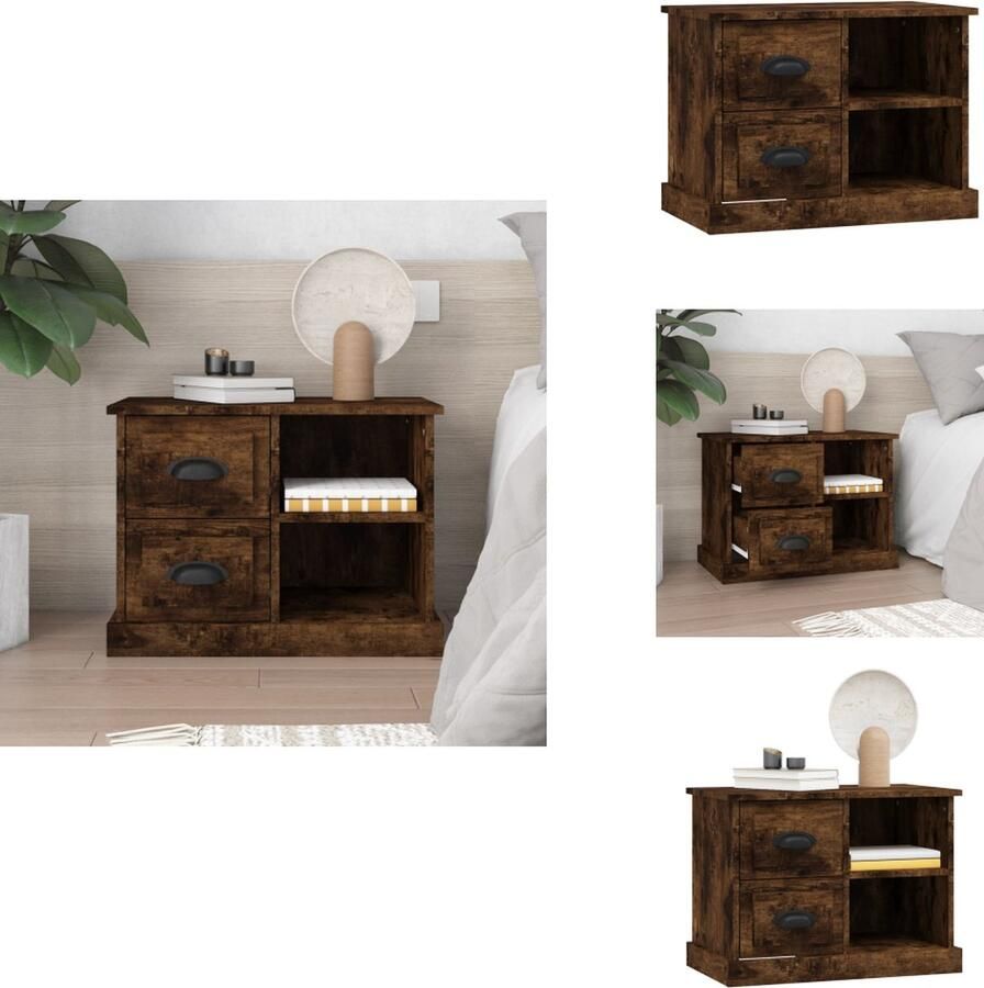 VidaXL Nachtkastje Nachtkastjes Houten Nachtkastje Houten Nachtkastjes Nachtkastje 60x35 5x45 cm gerookt eikenkleurig