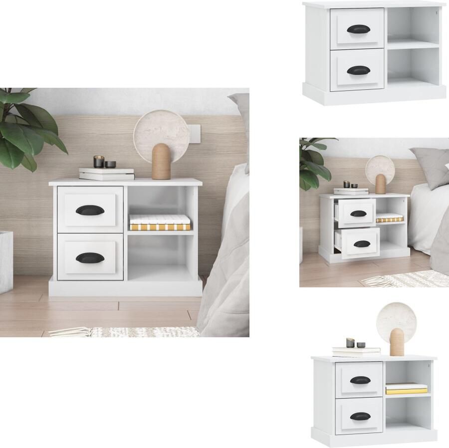 VidaXL Nachtkastje Nachtkastjes Houten Nachtkastje Houten Nachtkastjes Nachtkastje 60x35 5x45 cm hoogglans wit