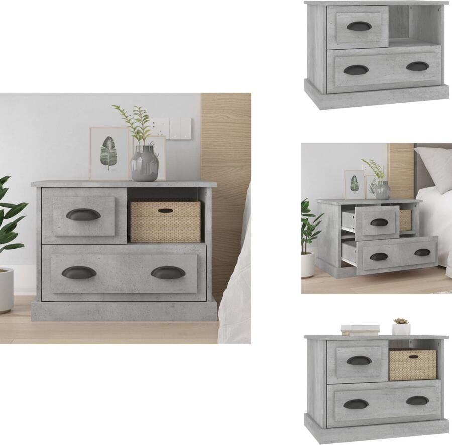 VidaXL Nachtkastje Nachtkastjes Houten Nachtkastje Houten Nachtkastjes Nachtkastje 60x39x45 cm betongrijs