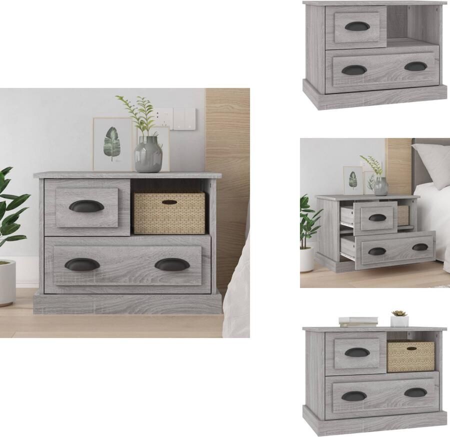 VidaXL Nachtkastje Nachtkastjes Houten Nachtkastje Houten Nachtkastjes Nachtkastje 60x39x45 cm grijs sonoma eikenkleurig