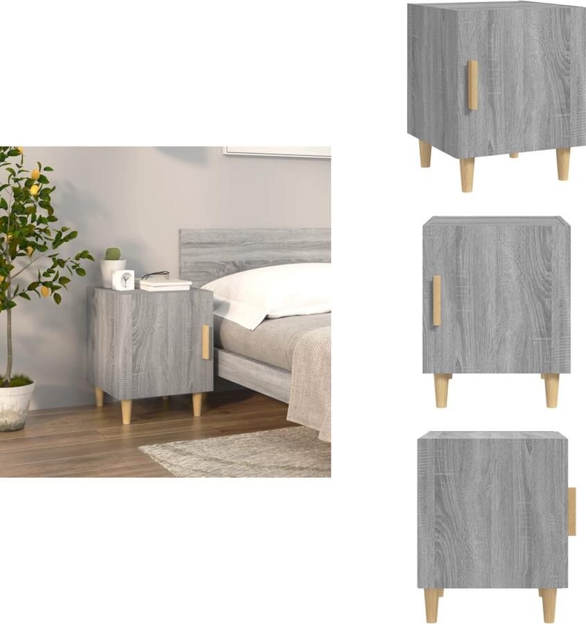 VidaXL Nachtkastje Nachtkastjes Houten Nachtkastje Houten Nachtkastjes Nachtkastje bewerkt hout grijs sonoma eikenkleurig - Foto 3