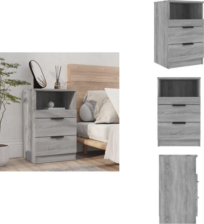 VidaXL Nachtkastje Nachtkastjes Houten Nachtkastje Houten Nachtkastjes Nachtkastje bewerkt hout grijs sonoma eikenkleurig - Foto 4