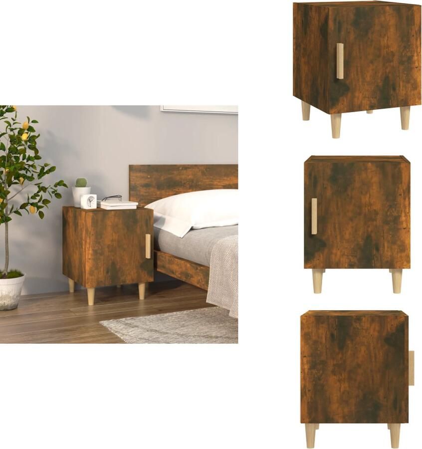 VidaXL Nachtkastje Nachtkastjes Houten Nachtkastje Houten Nachtkastjes Nachtkastje bewerkt hout gerookt eikenkleurig - Foto 4