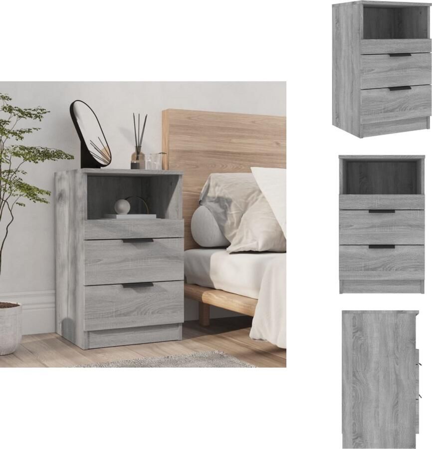VidaXL Nachtkastje Nachtkastjes Houten Nachtkastje Houten Nachtkastjes Nachtkastje bewerkt hout grijs sonoma eikenkleurig - Foto 2