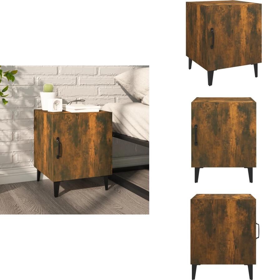 VidaXL Nachtkastje Nachtkastjes Houten Nachtkastje Houten Nachtkastjes Nachtkastje bewerkt hout gerookt eikenkleurig - Foto 5