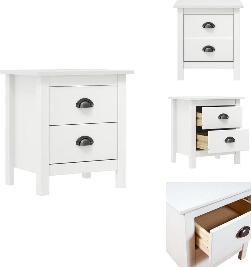 VidaXL Nachtkastje Nachtkastjes Houten Nachtkastje Houten Nachtkastjes Nachtkastje Hill 46x35x49 5 cm massief grenenhout wit