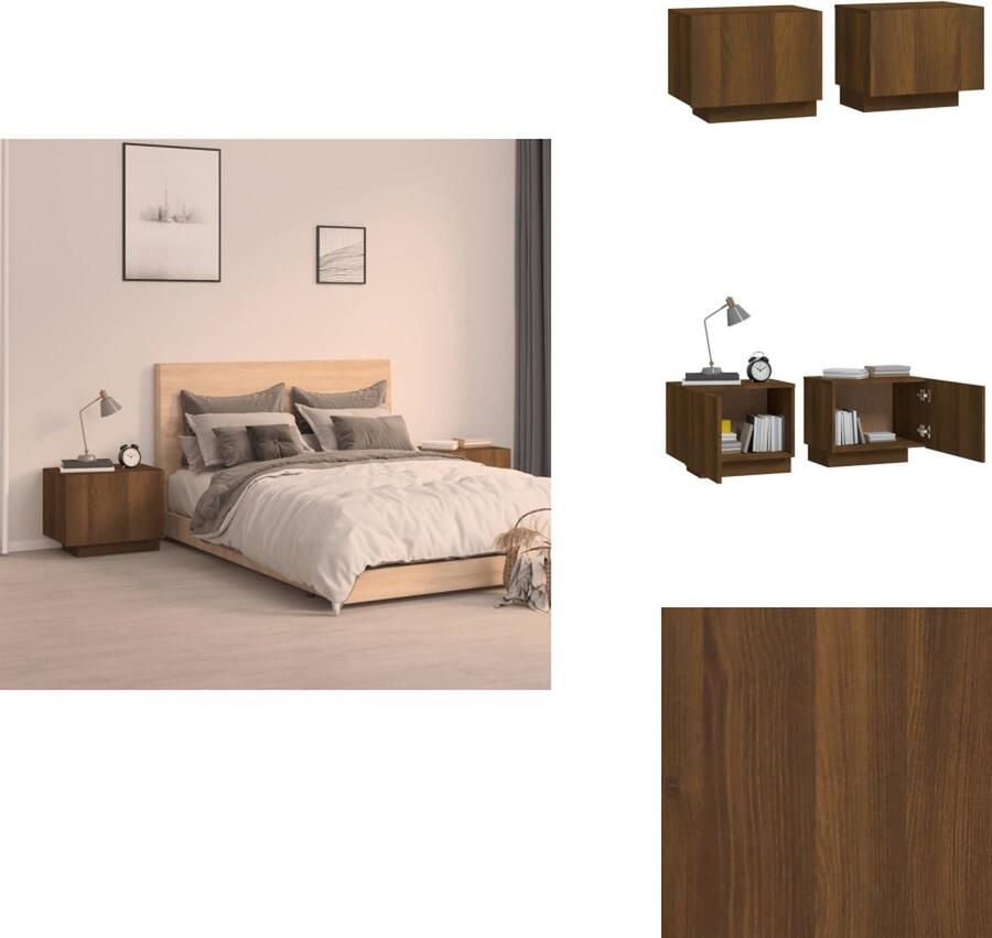 VidaXL Nachtkastje Nachtkastjes Houten Nachtkastje Slaapkamerkast Nachtkastje 100x35x40 cm bewerkt hout bruineikenkleurig