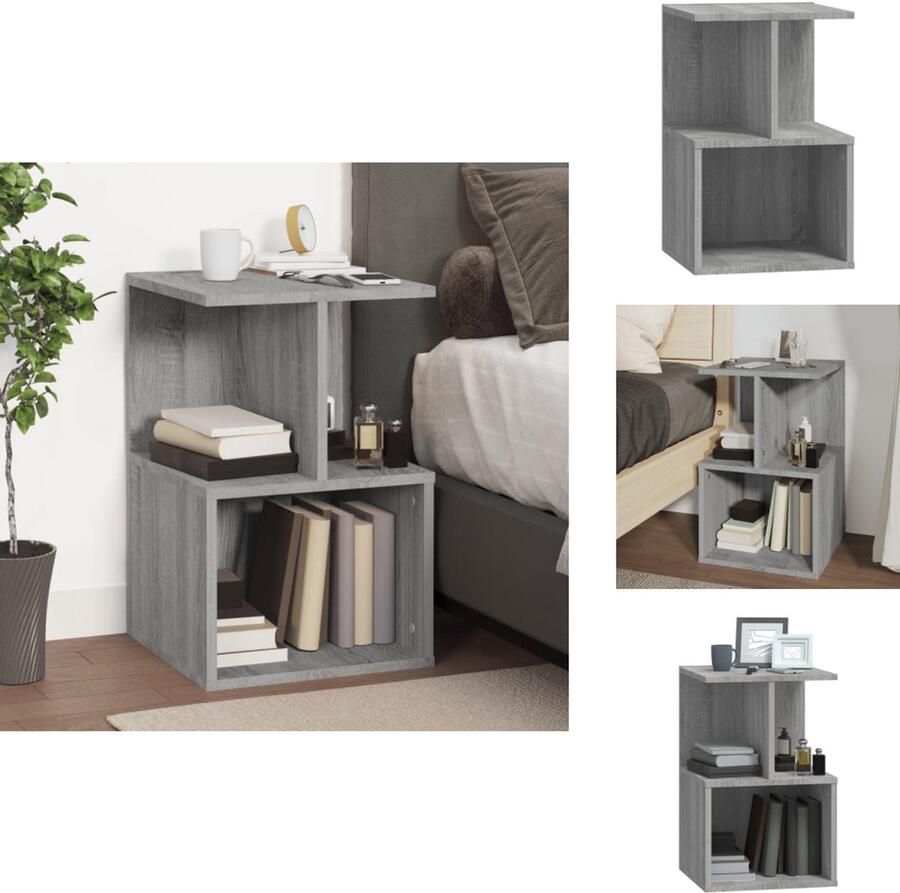 VidaXL Nachtkastje Nachtkastjes Houten Nachtkastje Slaapkamerkast Nachtkastje 35x35x55 cm bewerkt hout grijs sonoma eikenkleurig