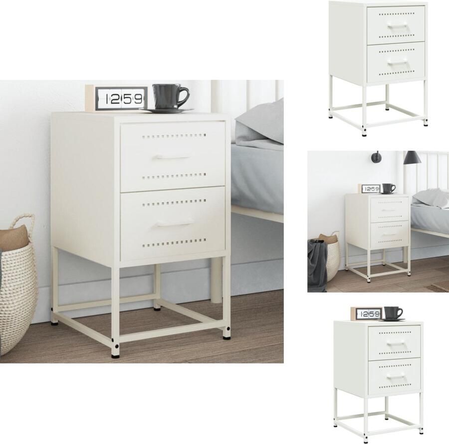 VidaXL Nachtkastje Nachtkastjes Houten Nachtkastje Slaapkamerkast Nachtkastje 36x39x60 5 cm staal wit