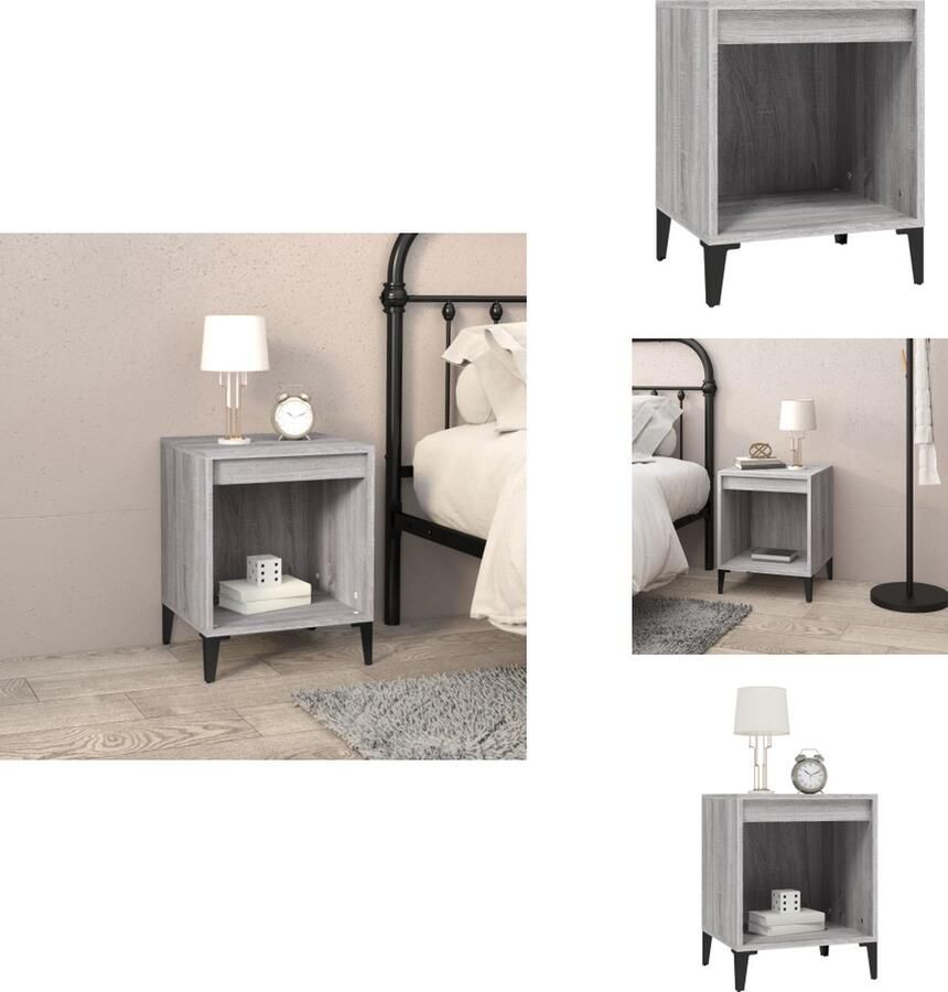 VidaXL Nachtkastje Nachtkastjes Houten Nachtkastje Slaapkamerkast Nachtkastje 40x35x50 cm grijs sonoma eikenkleurig