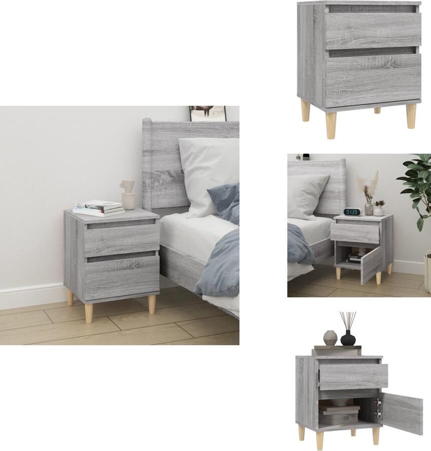 VidaXL Nachtkastje Nachtkastjes Houten Nachtkastje Slaapkamerkast Nachtkastje 40x35x50 cm grijs sonoma eikenkleurig