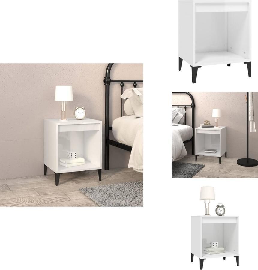 VidaXL Nachtkastje Nachtkastjes Houten Nachtkastje Slaapkamerkast Nachtkastje 40x35x50 cm hoogglans wit - Foto 3