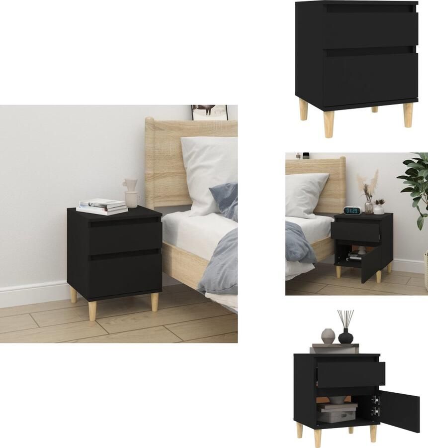 VidaXL Nachtkastje Nachtkastjes Houten Nachtkastje Slaapkamerkast Nachtkastje 40x35x50 cm zwart