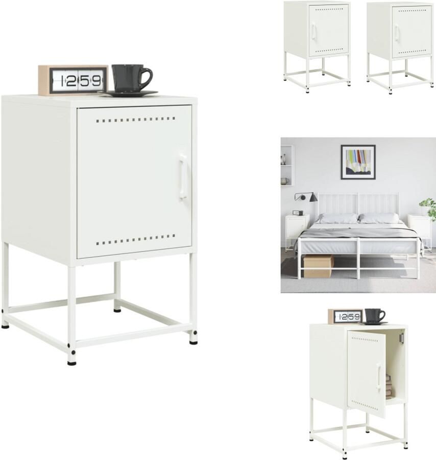 VidaXL Nachtkastje Nachtkastjes Houten Nachtkastje Slaapkamerkast Nachtkastjes 2 st 36x39x60 5 cm staal wit
