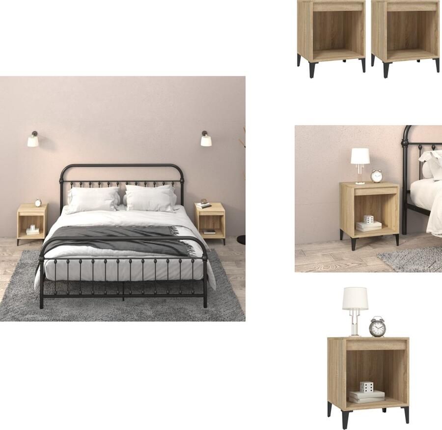 VidaXL Nachtkastje Nachtkastjes Houten Nachtkastje Slaapkamerkast Nachtkastjes 2 st 40x35x50 cm sonoma eikenkleurig