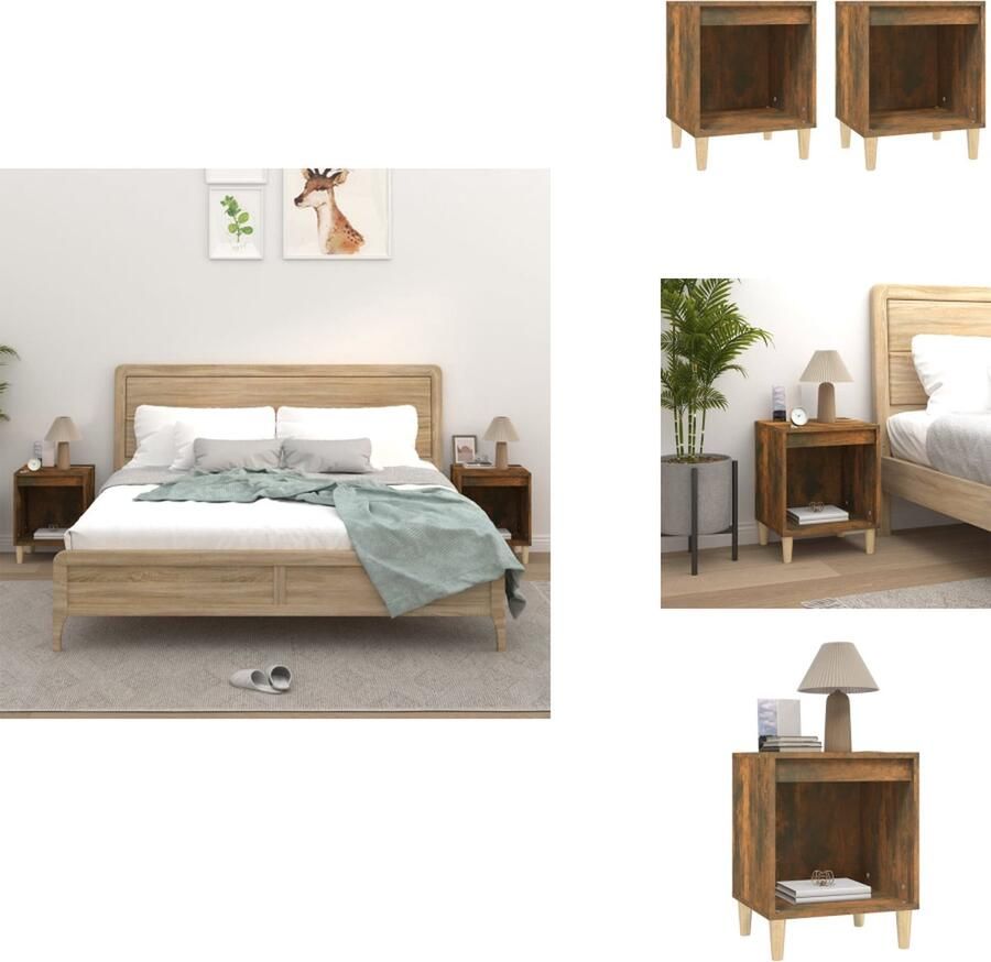 VidaXL Nachtkastje Nachtkastjes Houten Nachtkastje Slaapkamerkast Nachtkastjes 2 st 40x35x50 cm gerookt eikenkleurig