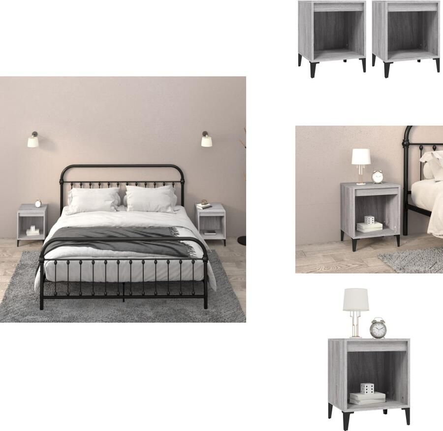 VidaXL Nachtkastje Nachtkastjes Houten Nachtkastje Slaapkamerkast Nachtkastjes 2 st 40x35x50 cm grijs sonoma eikenkleurig