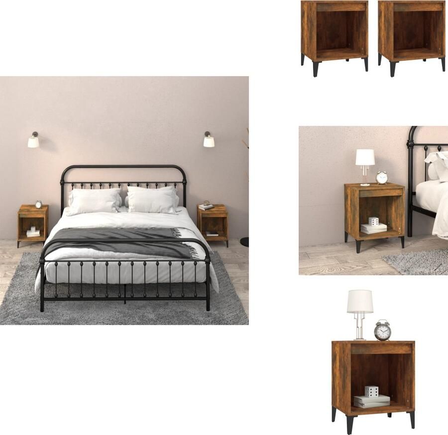 VidaXL Nachtkastje Nachtkastjes Houten Nachtkastje Slaapkamerkast Nachtkastjes 2 st 40x35x50 cm gerookt eikenkleurig