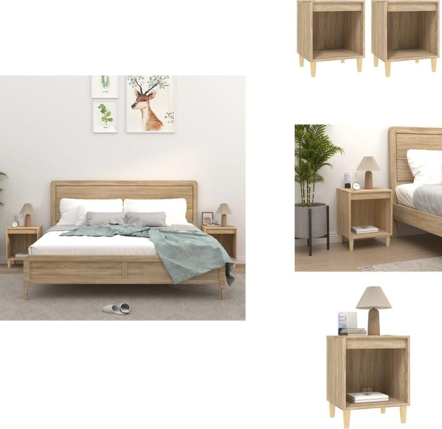 VidaXL Nachtkastje Nachtkastjes Houten Nachtkastje Slaapkamerkast Nachtkastjes 2 st 40x35x50 cm sonoma eikenkleurig