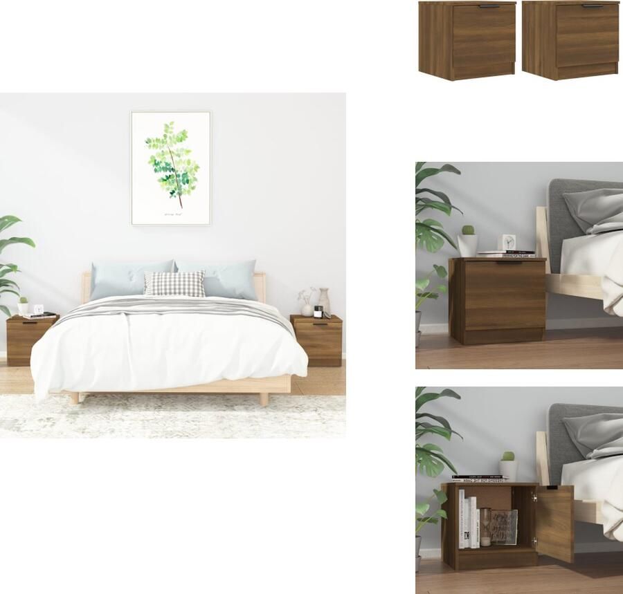 VidaXL Nachtkastje Nachtkastjes Houten Nachtkastje Slaapkamerkast Nachtkastjes 2 st 40x39x40 cm bruineikenkleurig