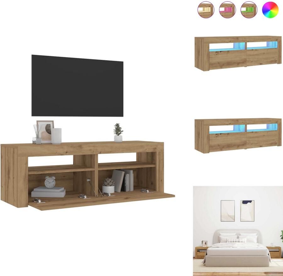 VidaXL Nachtkastje Nachtkastjes Houten Nachtkastje Slaapkamerkast Nachtkastjes 2 st met LED's 60x35x40 cm artisanaal eikenkleur