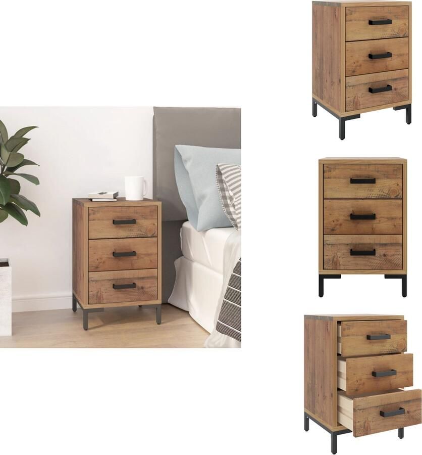 VidaXL Nachtkastje Nachtkastjes Houten Nachtkastje Telefoonkast Nachtkastje 40x30x55 cm gerecycled massief grenenhout bruin