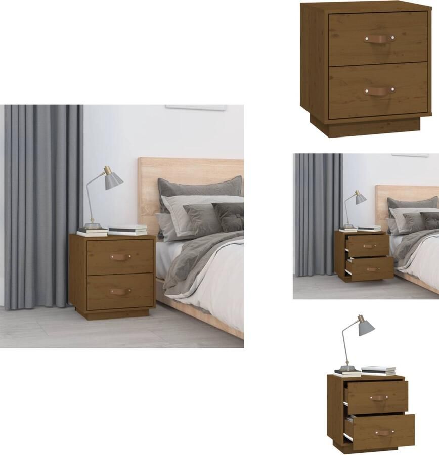 VidaXL Nachtkastje Nachtkastjes Houten Nachtkastje Telefoonkast Nachtkastje 40x34x45 cm massief grenenhout honingbruin