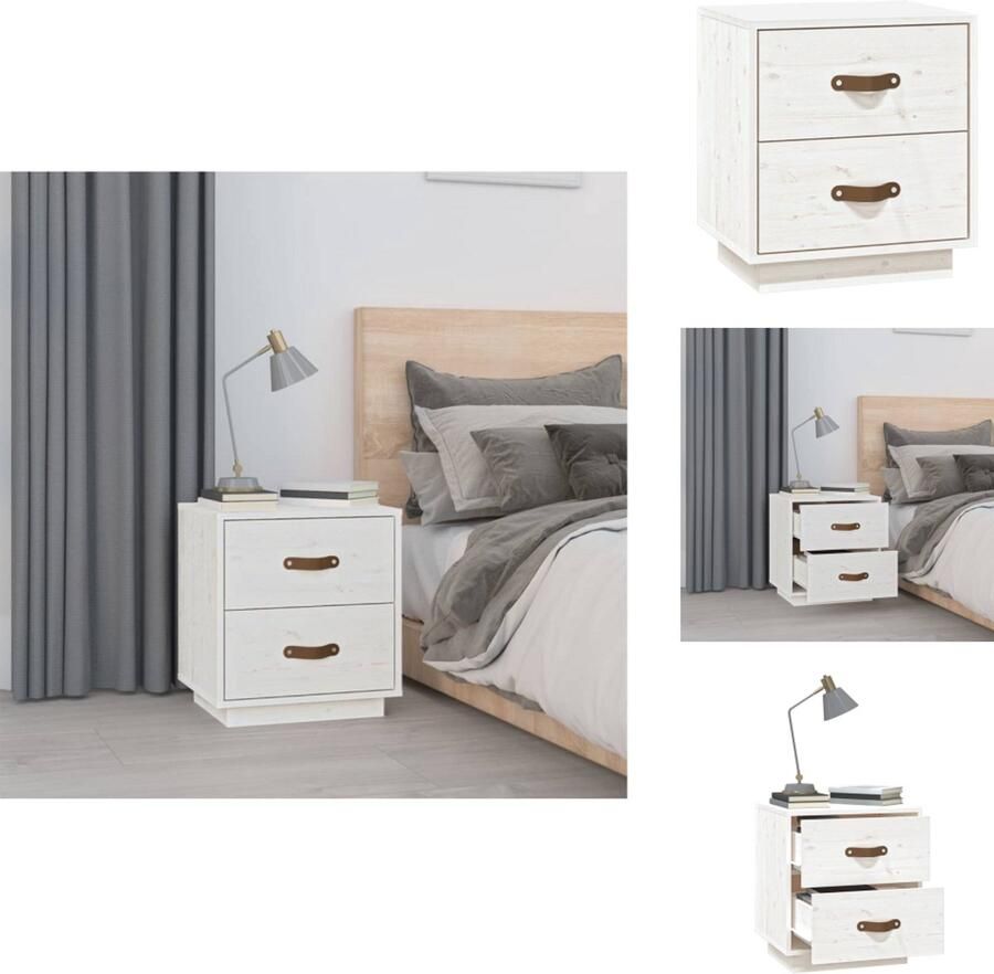 VidaXL Nachtkastje Nachtkastjes Houten Nachtkastje Telefoonkast Nachtkastje 40x34x45 cm massief grenenhout wit