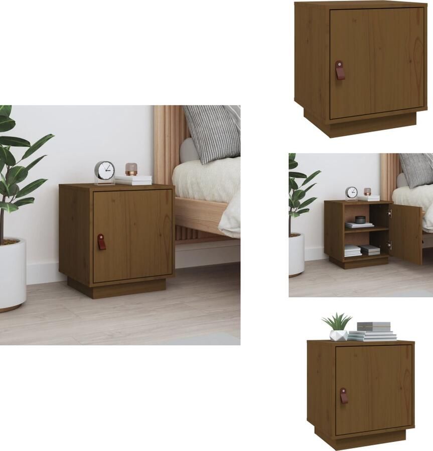 VidaXL Nachtkastje Nachtkastjes Houten Nachtkastje Telefoonkast Nachtkastje 40x34x45 cm massief grenenhout honingbruin