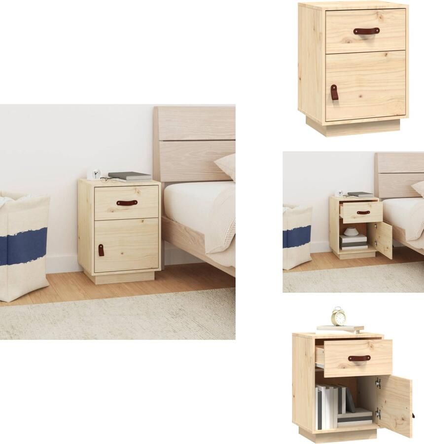 VidaXL Nachtkastje Nachtkastjes Houten Nachtkastje Telefoonkast Nachtkastje 40x34x55 cm massief grenenhout