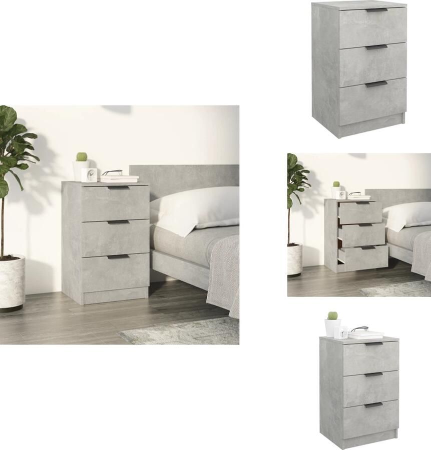 VidaXL Nachtkastje Nachtkastjes Houten Nachtkastje Telefoonkast Nachtkastje 40x36x65 cm betongrijs - Foto 2