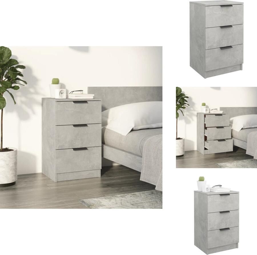 VidaXL Nachtkastje Nachtkastjes Houten Nachtkastje Telefoonkast Nachtkastje 40x36x65 cm betongrijs