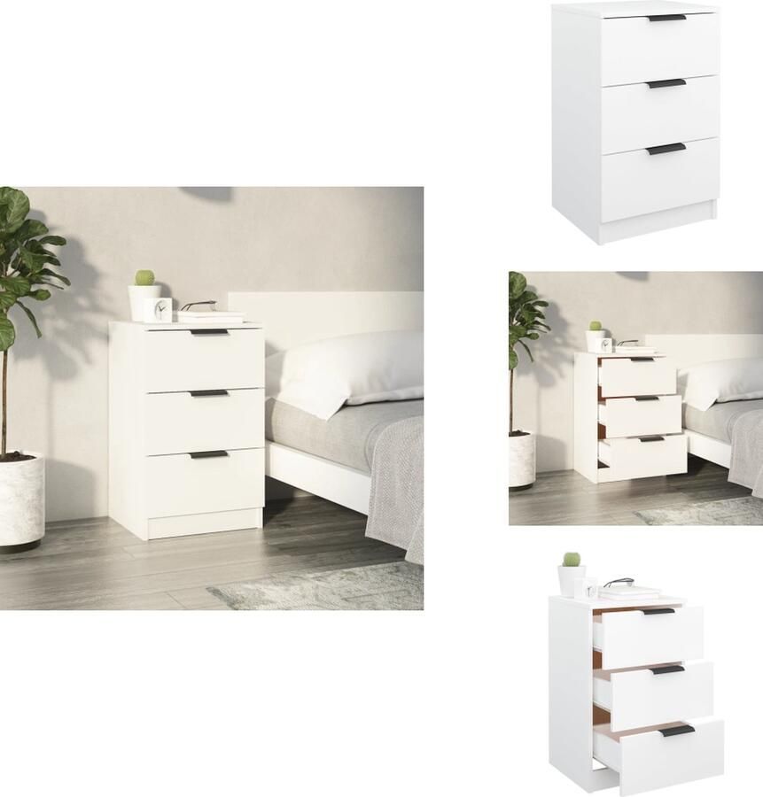 VidaXL Nachtkastje Nachtkastjes Houten Nachtkastje Telefoonkast Nachtkastje 40x36x65 cm wit