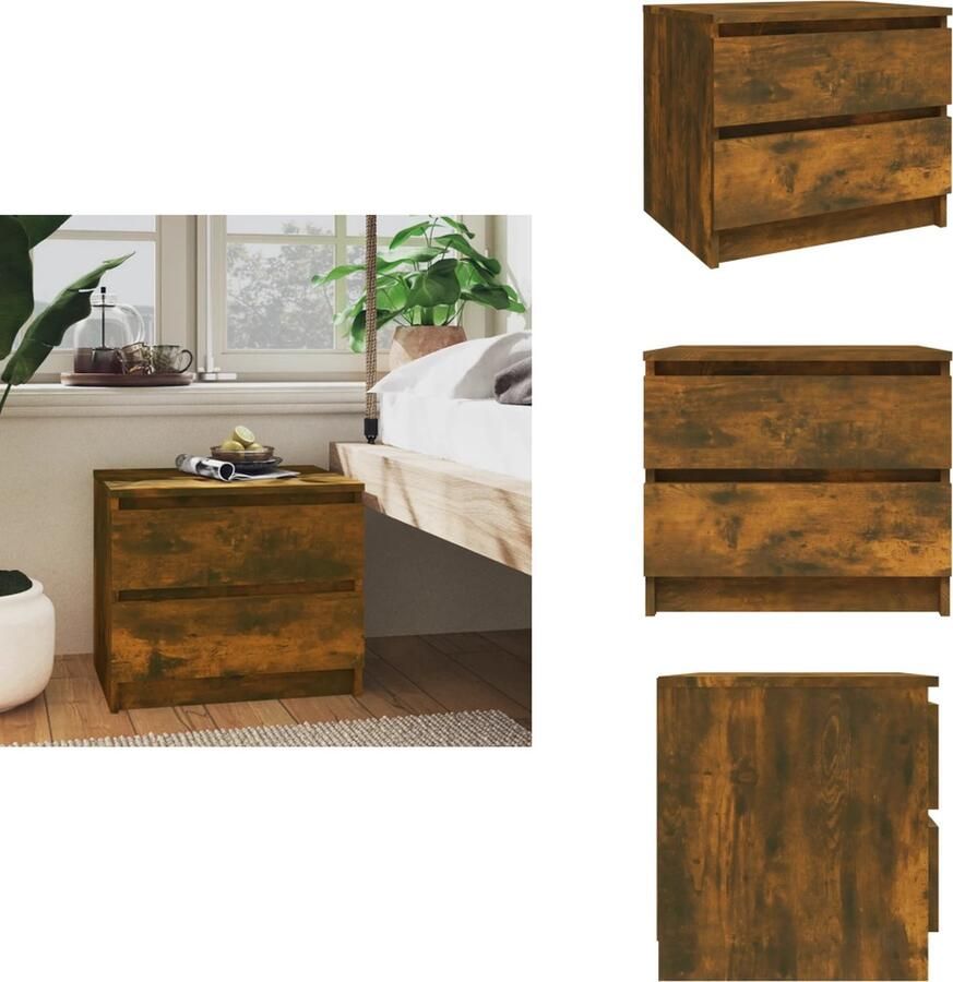 VidaXL Nachtkastje Nachtkastjes Houten Nachtkastje Telefoonkast Nachtkastje 50x39x43 5 cm bewerkt hout gerookt eikenkleurig