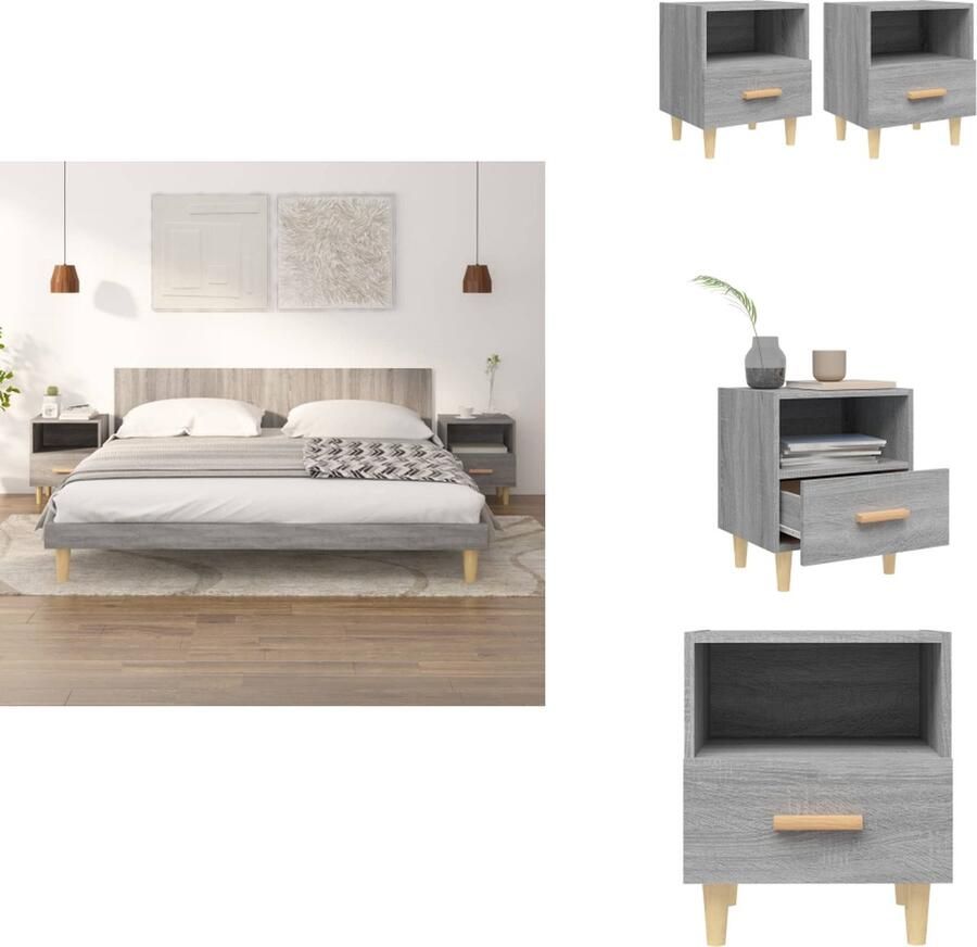 VidaXL Nachtkastje Nachtkastjes Houten Nachtkastje Telefoonkast Nachtkastjes 2 st 40x35x47 cm grijs sonoma eikenkleurig