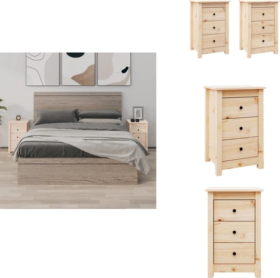 VidaXL Nachtkastje Nachtkastjes Houten Nachtkastje Telefoonkast Nachtkastjes 2 st 40x35x61 5 cm massief grenenhout