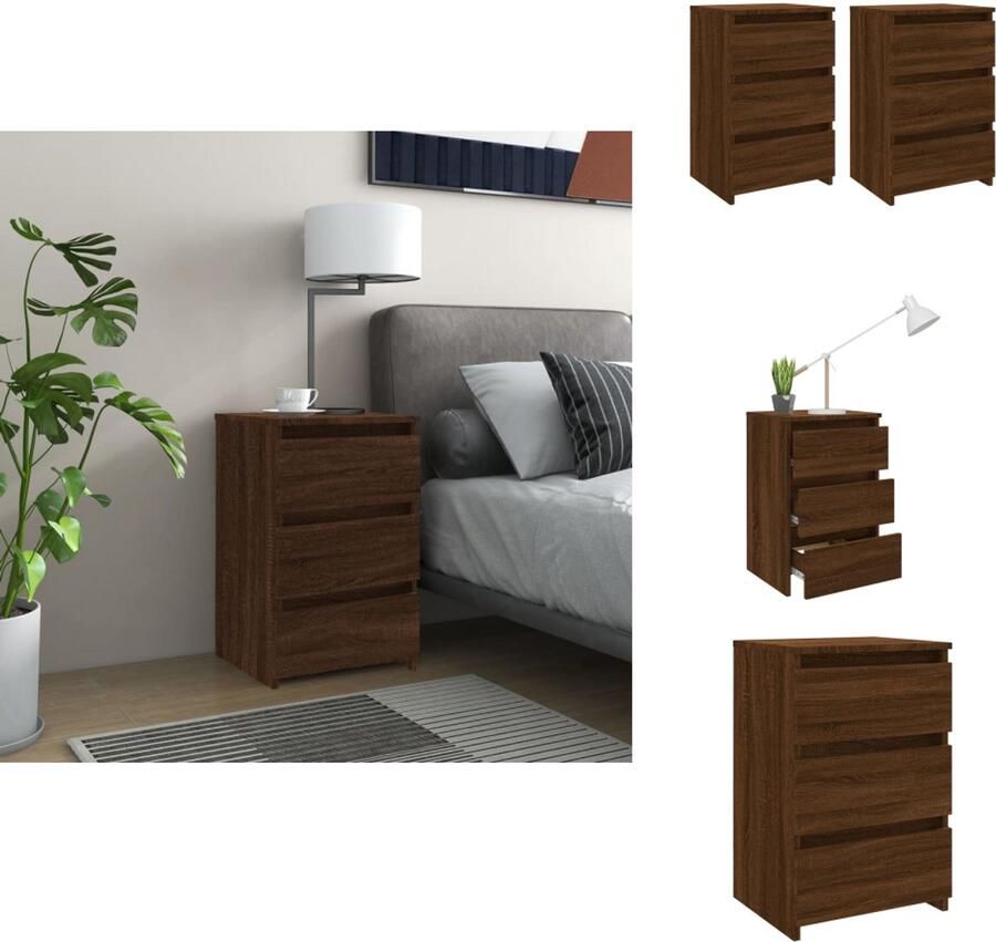 VidaXL Nachtkastje Nachtkastjes Houten Nachtkastje Telefoonkast Nachtkastjes 2 st 40x35x62 5 cm bewerkt hout bruin eikenkleur