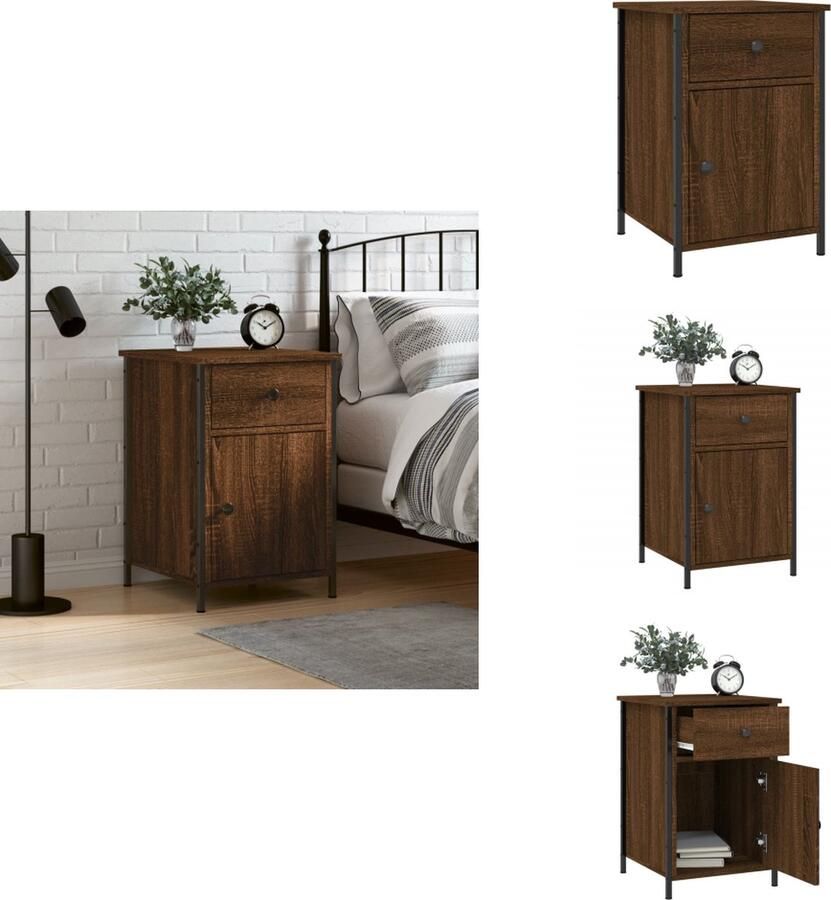 VidaXL Nachtkastje Nachtkastjes Kast Bijzetkast Nachtkastje 40x42x60 cm bewerkt hout bruineikenkleurig
