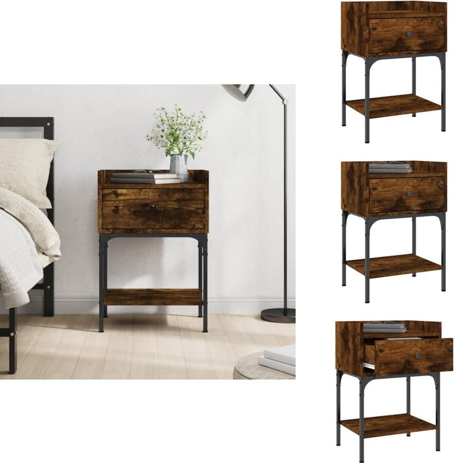 VidaXL -Nachtkastje-40 5x31x60-cm-bewerkt-hout-gerookt-eikenkleurig