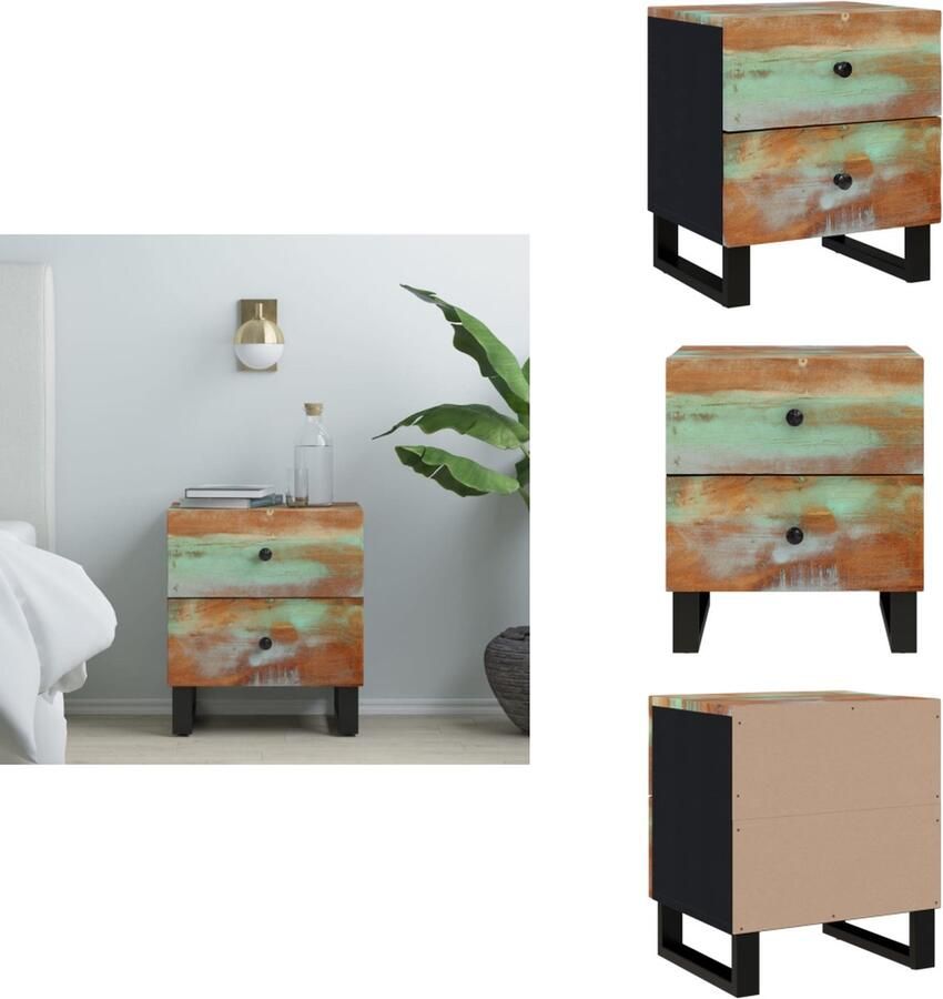 VidaXL Nachtkastje Nachtkastjes Kast Nachtkastje 40x33x46 cm massief gerecycled hout