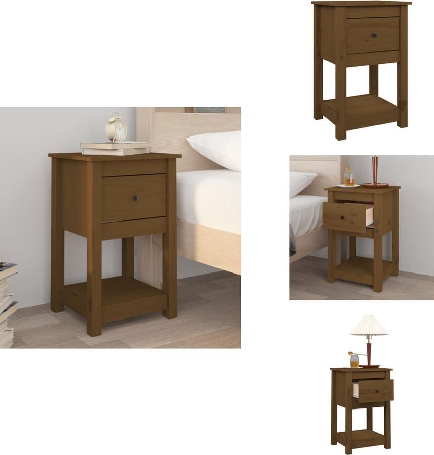 VidaXL Nachtkastje Nachtkastjes -kast Nachtkastje 40x35x61 5 cm massief grenenhout honingbruin